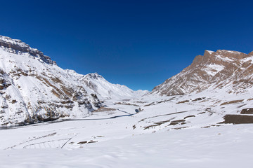 Fototapeta na wymiar Beautiful Landscape along Sipti river around 14000 ft height in Himalayas.