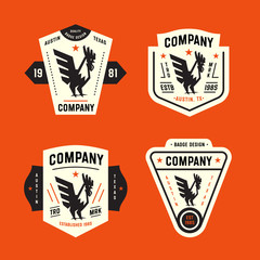 Set of Vintage Badges with Rooster Graphic Mark. Collection of Retro Emblems. Premium Logo Design. Bold and Crisp Style. Vector Illustration.
