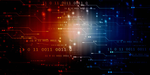 Obraz premium 2d illustration abstract digital binary data on computer screen