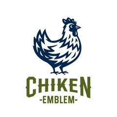 Vintage Chicken Emblem Logo Icon. Great for Food Packaging, Restaurants, Grill, BBQ, Butchery etc. Retro Hen Vector Illustration 