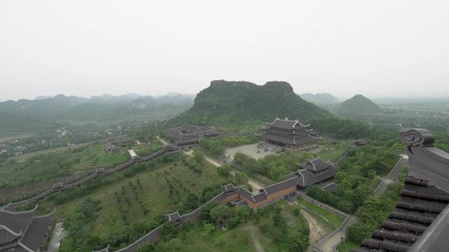 High view of Xa Loi stupa at Bai Dinh Temple Spiritual and Culture Complex in Ninh Binh Vietnam, the largest spiritual tourist place in Vietnam
