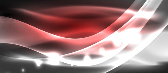 Abstract background. Shiny design neon waves with light effects, techno trendy design. Vector Illustration For Wallpaper, Banner, Background, Card, Book Illustration, landing page