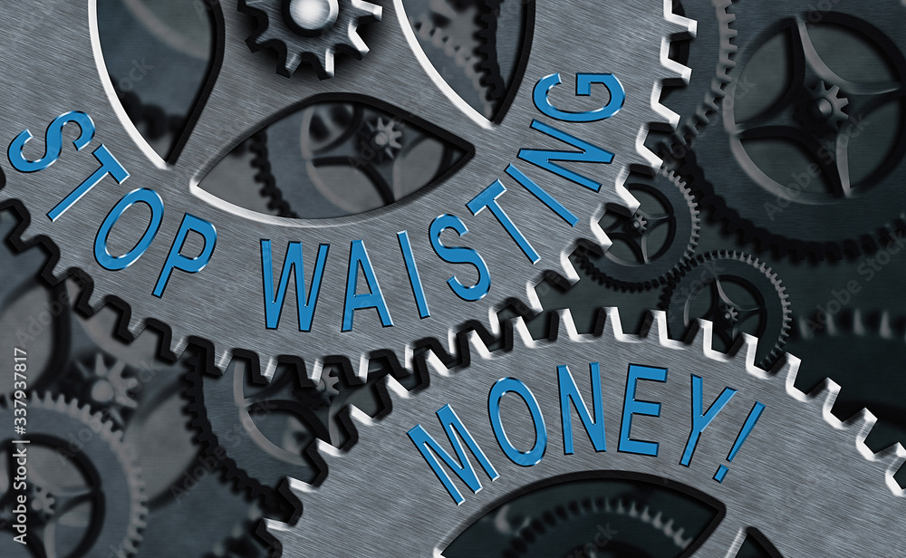 Poster text sign showing stop wasting money. business photo text advicing demonstrating or group to start s