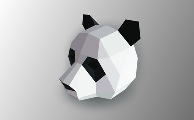 Naklejka premium polygonal black and white abstract panda vector illustration. Web design page icon element.