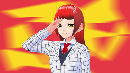 Anime Girl Cartoon Character Japanese Girl with a smile and Background it's Anime Manga Girl from Japan