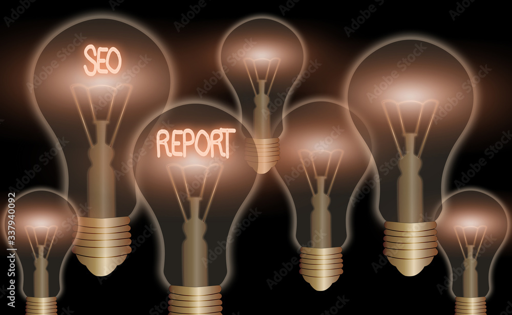 Poster text sign showing seo report. business photo showcasing notifying on how website is performing in se