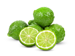 Bergamot or kaffir lime fruit on white background