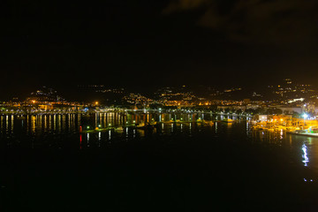 Night view of the port and city of La Spezia in Italy