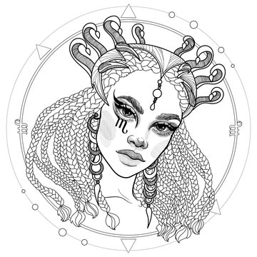 black and white girl woman portrait face astrological zodiac sign horoscope scorpio