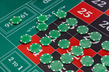 Roulette table at the casino