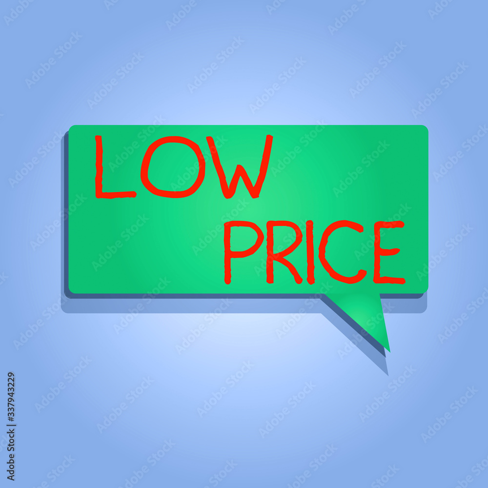 Poster writing note showing low price. business concept for price are the lowest in relation to other thing