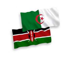 Obraz premium Flags of Kenya and Algeria on a white background