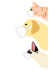 cats and dogs with medical mask