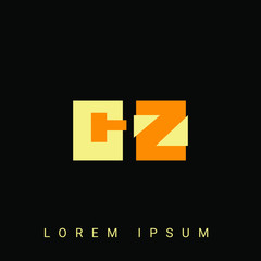 Modern creative shaped GZ, ZG, G, Z logo. Initial Logo Designs Templete with Black Background. Vector Illustration