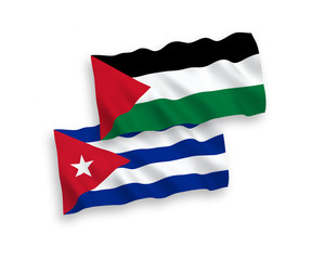 Flags of Palestine and Cuba on a white background