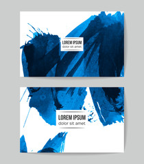 Set of vector business card templates with brush stroke background.