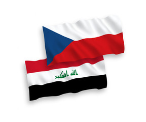 Flags of Czech Republic and Iraq on a white background