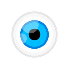 eyeball blue color isolated on white, eye graphic blue for icon, eyeball illustration for clip art, eyesight symbol, eyeball cartoon for look view vision and see concept
