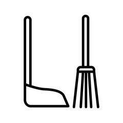 broom stick end dustpan icon design, flat style trendy collection