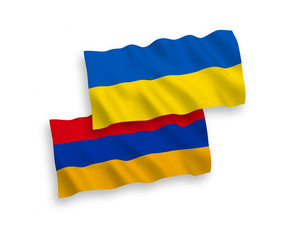 Flags of Armenia and Ukraine on a white background