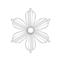 single flowers silver ornate isolated on white background, luxury flower petal silver simple, silver flowers object metal sculpture, illustration of deluxe silver flower, clip art flowers luxurious