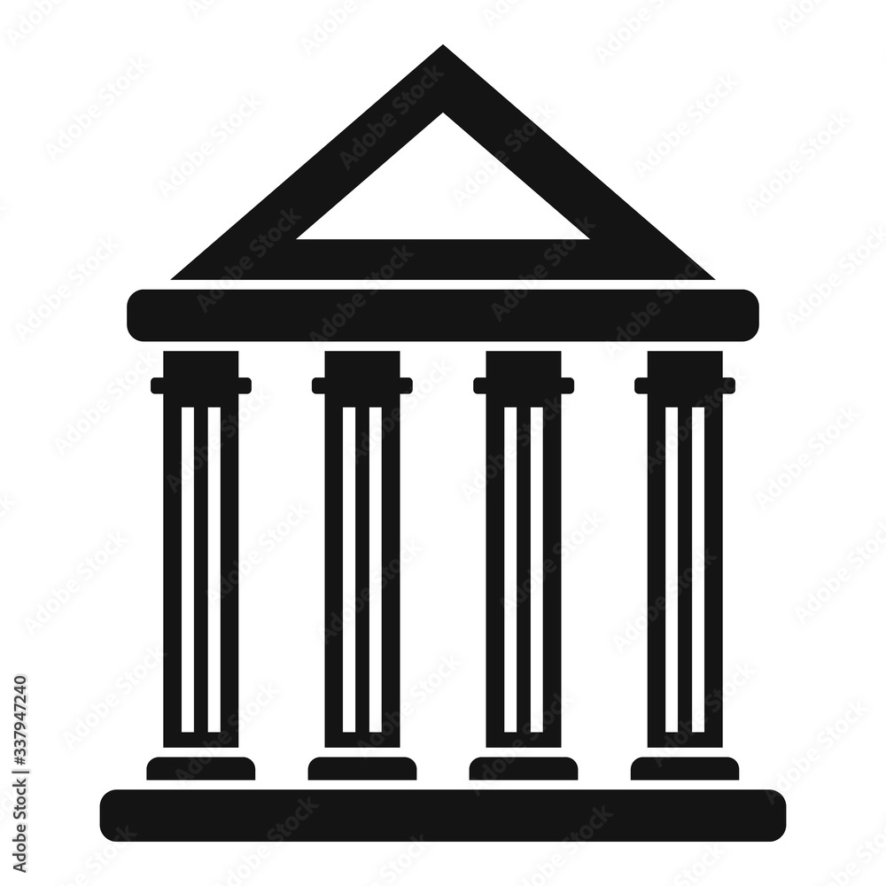 Poster bank building icon. simple illustration of bank building vector icon for web design isolated on whit