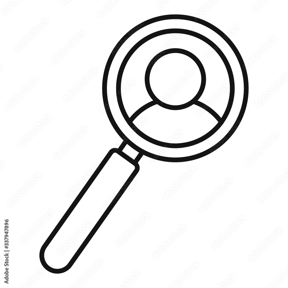 Aufkleber personal under magnifier icon. outline personal under magnifier vector icon for web design isolated 