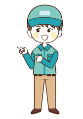 男性、配達員、指示