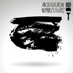 Black brush stroke and texture. Grunge vector abstract hand - painted element. Underline and border design.