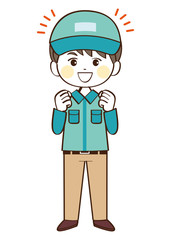 男性、配達員、応援