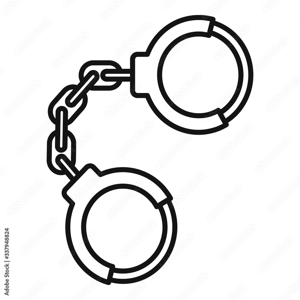 Poster handcuffs icon. outline handcuffs vector icon for web design isolated on white background