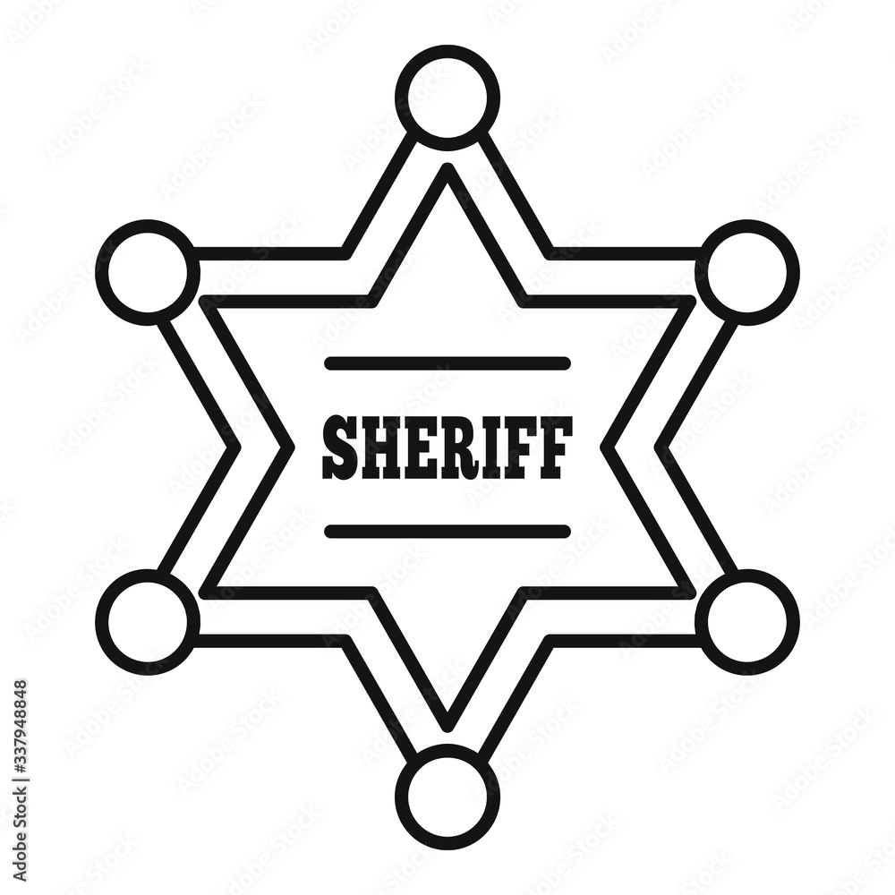 Poster sheriff star icon. outline sheriff star vector icon for web design isolated on white background