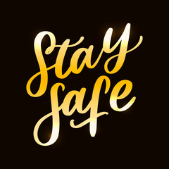 Slogan stay home safe quarantine pandemic letter text words calligraphy vector illustration