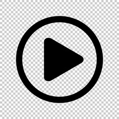 circle play icon for video isolated and transparent, flat button play media, icon play for music and video app, simple black play sign for ui application audio or movie, player button of interface - obrazy, fototapety, plakaty