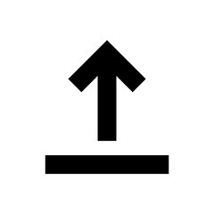 Fototapeta premium arrow pointing up, download button isolated on white, simple arrow for icon flat line, black arrow up direction, arrow sign of next or download upload concept