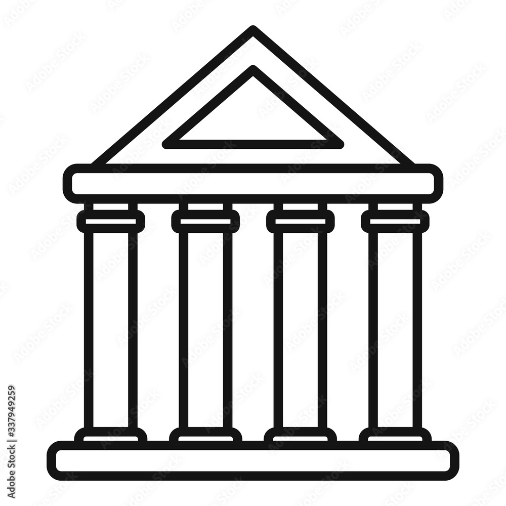 Poster bank building icon. outline bank building vector icon for web design isolated on white background