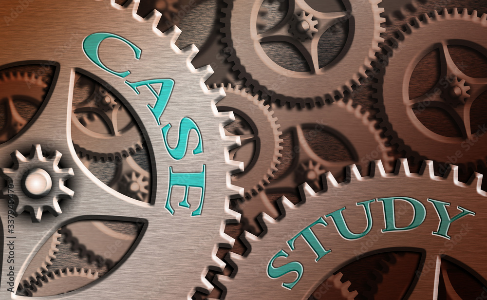 Poster word writing text case study. business photo showcasing analysis and a specific research design for 