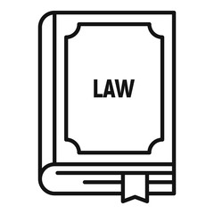 Law book icon. Outline law book vector icon for web design isolated on white background