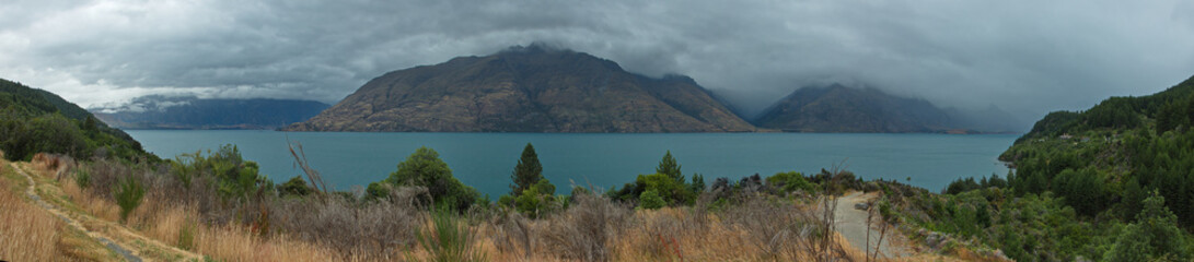 Lake Wakatipu in Otago on South Island of New Zealand
