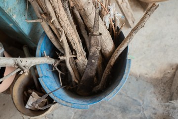 A pile of dry firewood