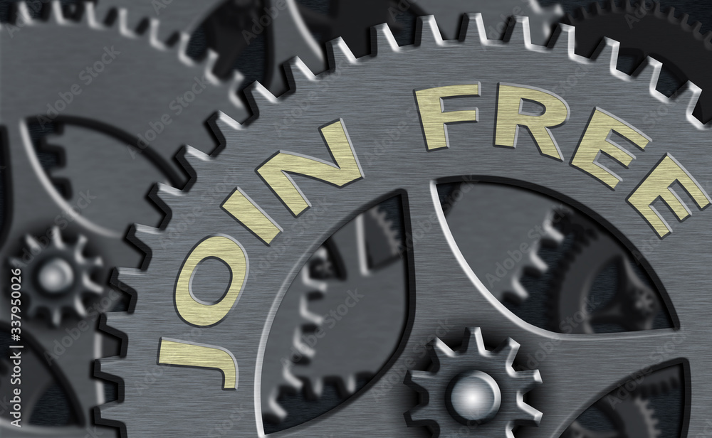 Poster text sign showing join free. business photo text the act or an instance of joining a group or organi