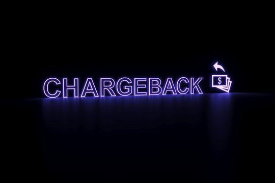 CHARGEBACK neon concept self illumination background 3D illustration