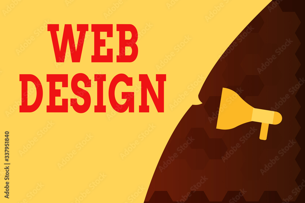 Poster text sign showing web design. business photo text website development designing and process of creat