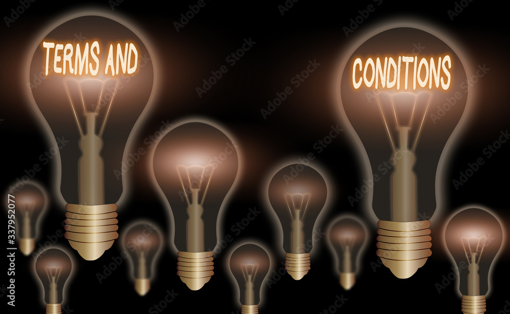 Poster handwriting text terms and conditions. conceptual photo rules that apply to fulfilling a particular 