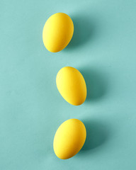 easter eggs on a blue background.