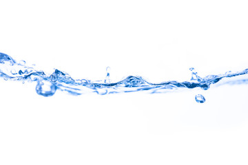 water splash and air bubbles on white background