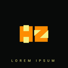 Modern creative shaped HZ, ZH, H, Z logo. Initial Logo Designs Templete with Black Background. Vector Illustration