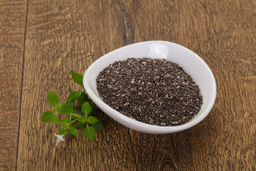 Dietary Chia seeds in the bowl