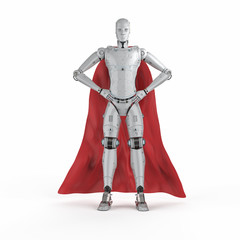 Naklejka premium heroine cyborg with red cloak