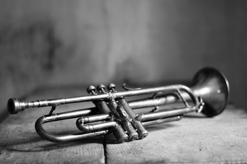 trumpet on black background